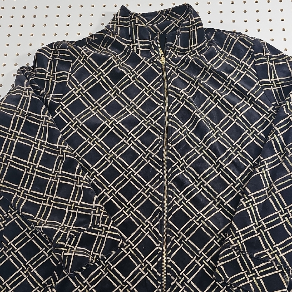 Karen Scott Sport Jacket Sz XL Black and Gold